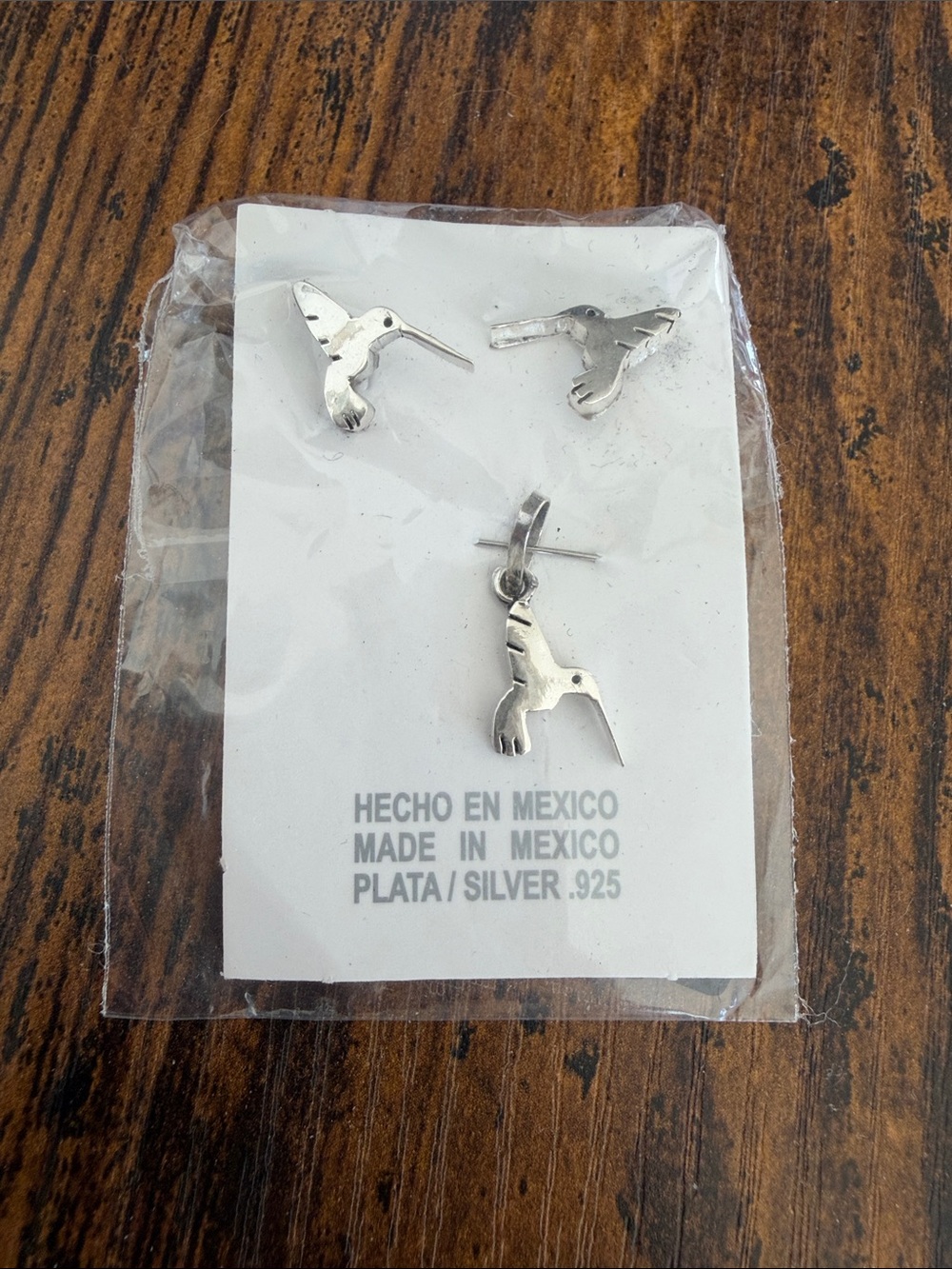 Sterling Silver Hummingbird Stud Earrings and Pendant Set